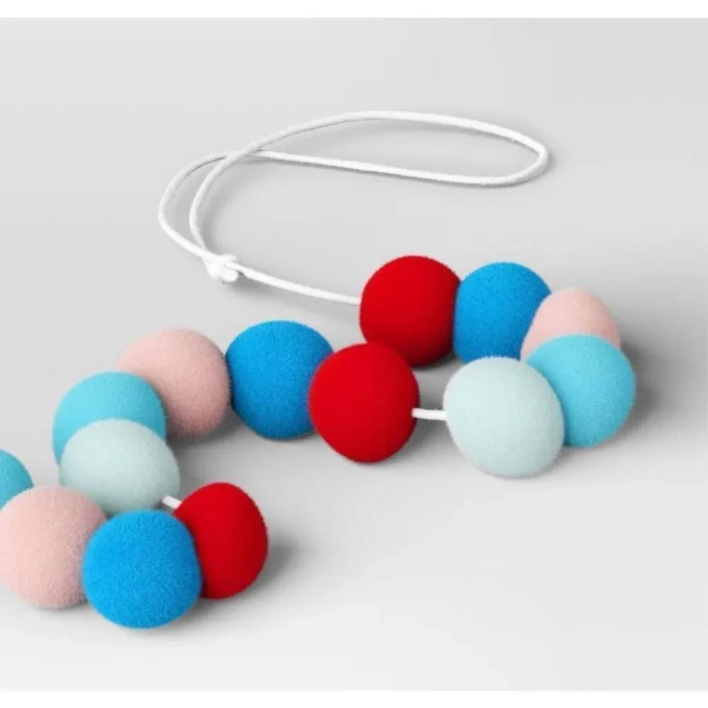 Target 4' Colorful Pom Poms Mini Christmas Tree Garland Blue/Red Wondershop™